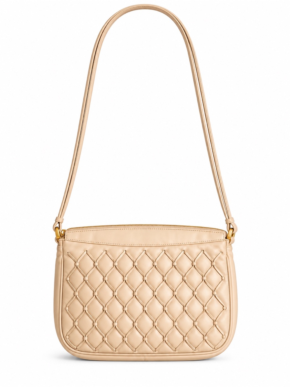 Women’s Quilted Leather Shoulder Bag in Beige
